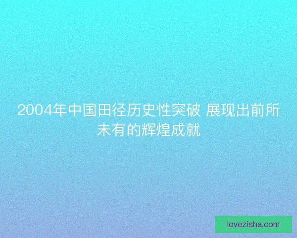 2004年中国田径历史性突破 展现出前所未有的辉煌成就