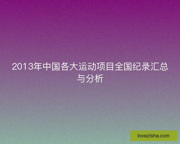 2013年中国各大运动项目全国纪录汇总与分析