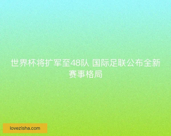 世界杯将扩军至48队 国际足联公布全新赛事格局
