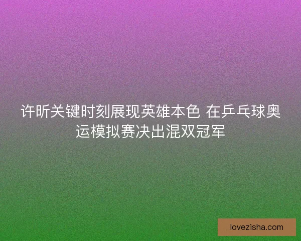 许昕关键时刻展现英雄本色 在乒乓球奥运模拟赛决出混双冠军